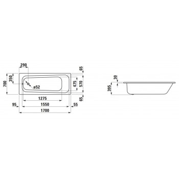 Vanna Pro Akrila 1600x700x395 Balta