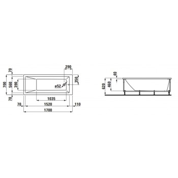 Vanna Laufen Pro Akrila 1700x700x620 Balta