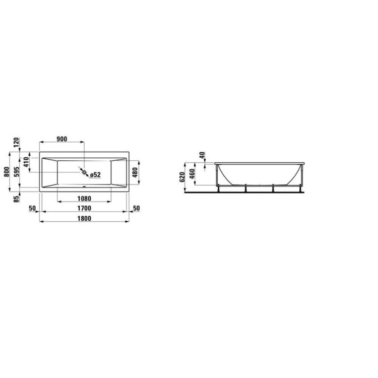 Vanna Pro Akrila 1800x800x620 Balta