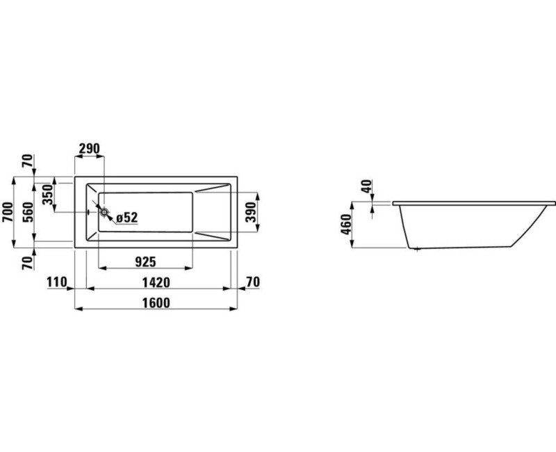 Vanna Laufen Pro Akrila 1600x700x460 Balta