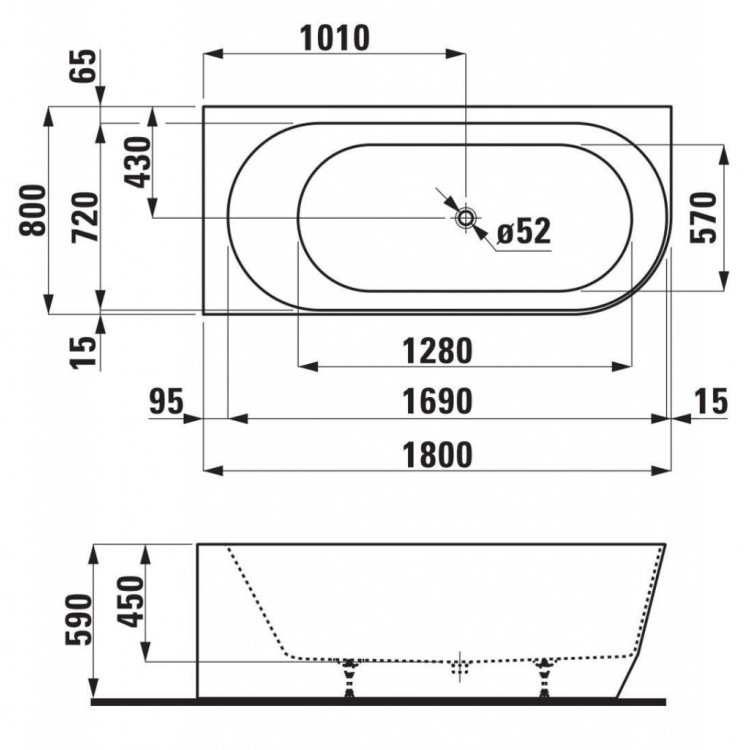 Ванна Pro Stone mass 1800x800x590 Белый Ванна Pro Stone mass 1800x800x590 Белый