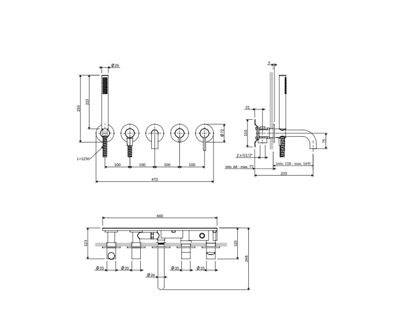 Vanna / dušas maisītājs Omnires Y iebūvējams  melns Y1237/1SBL