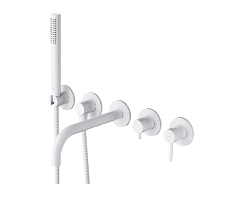 Смеситель для ванны/душа Omnires Y, встраиваемый, длинный излив, белый матовый