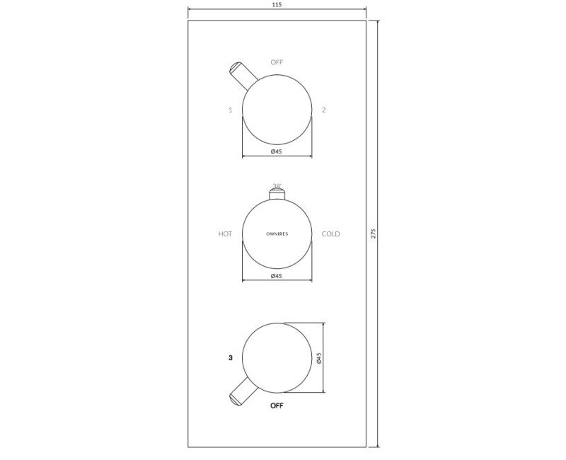 Dušas sistēma Omnires Y ar termostatu, iebūvējama  melns Y1238/KROBL