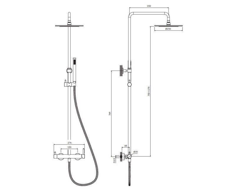 Dušas sistēma Omnires Y grafīts Y1244MGR