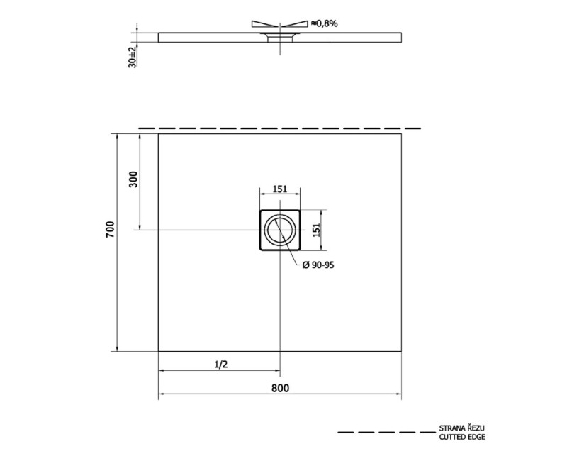 Polysan Marmora Taisnstūra Dušas paliktnis Flexia 800x700x30