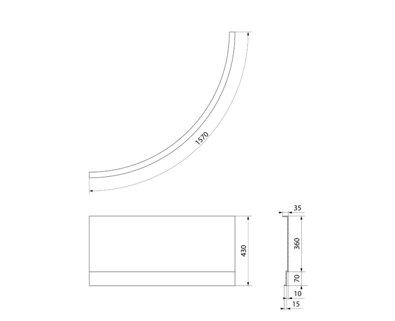 Polysan Akrila  Vannas panelis Selma 1570x430