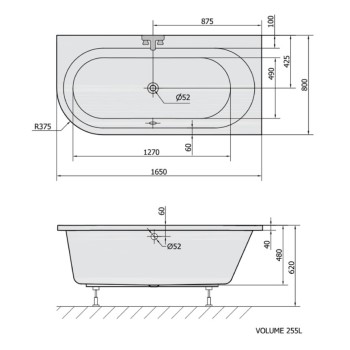 Vanna Polysan Akrila Stūra Astra R 800x1650x620mm 34611