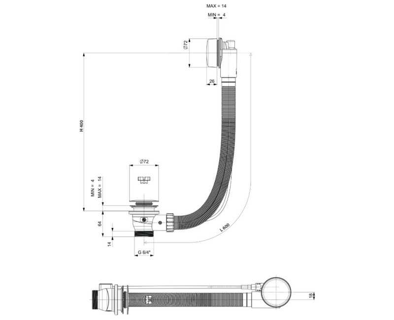 Сифон для ванны Polysan 1200x1000
