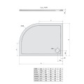 Полукруглый, левый, душевой поддон Polysan Marora RENA L 800x900x30