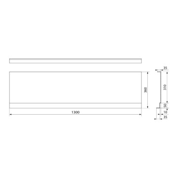 Polysan Akrila Taisnstūra Vannas panelis Deep Plain 1300x35x360