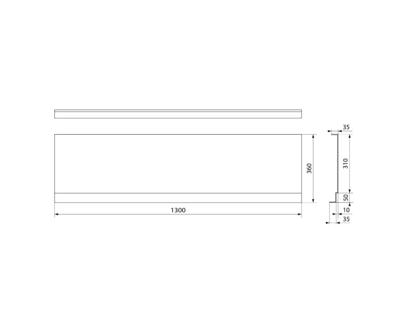 Polysan Akrila Taisnstūra Vannas panelis Deep Plain 1300x35x360