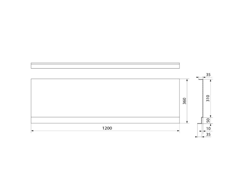 Panelis Dušas Paliktnim Polysan Taisnstūra Deep Plain NIKA 120 1200x35x360mm 84899