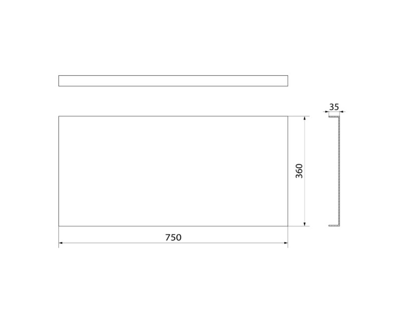 Прямоугольная акриловая панель для ванны Polysan 750x35x360