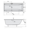 Прямоугольная акриловая ванна Polysan Cleo 1700x750x630