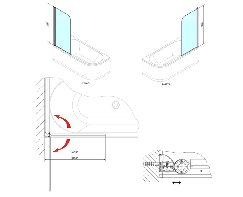 Стенка для ванны Polysan 650x1500мм BS-65