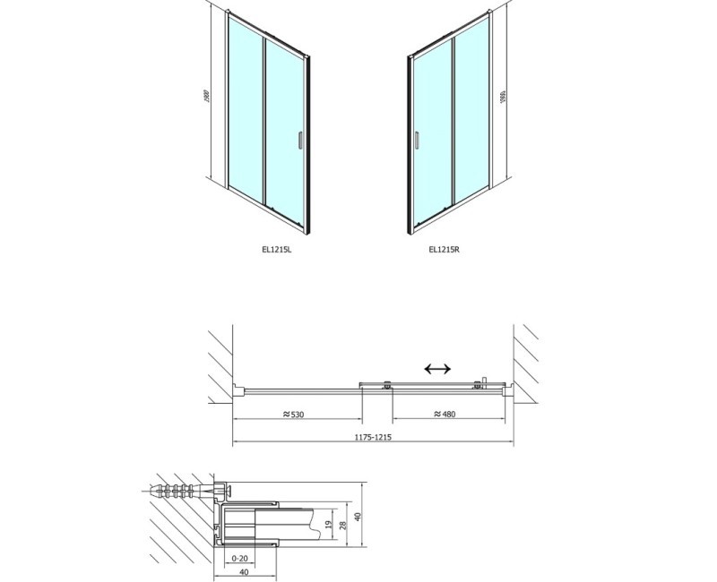 Polysan   Dušas durvis Easy Line 1200x1900