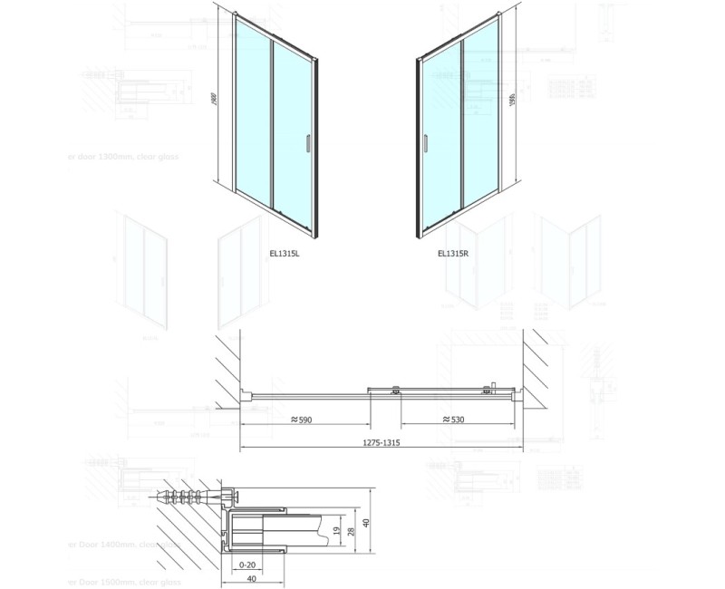 Polysan   Dušas durvis Easy Line 1300x1900