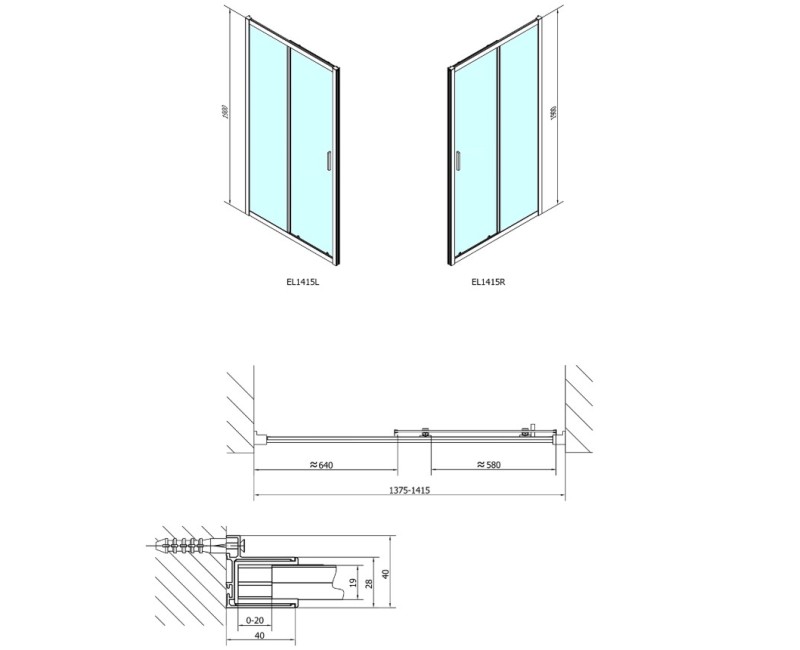 Polysan   Dušas durvis Easy Line 1400x1900