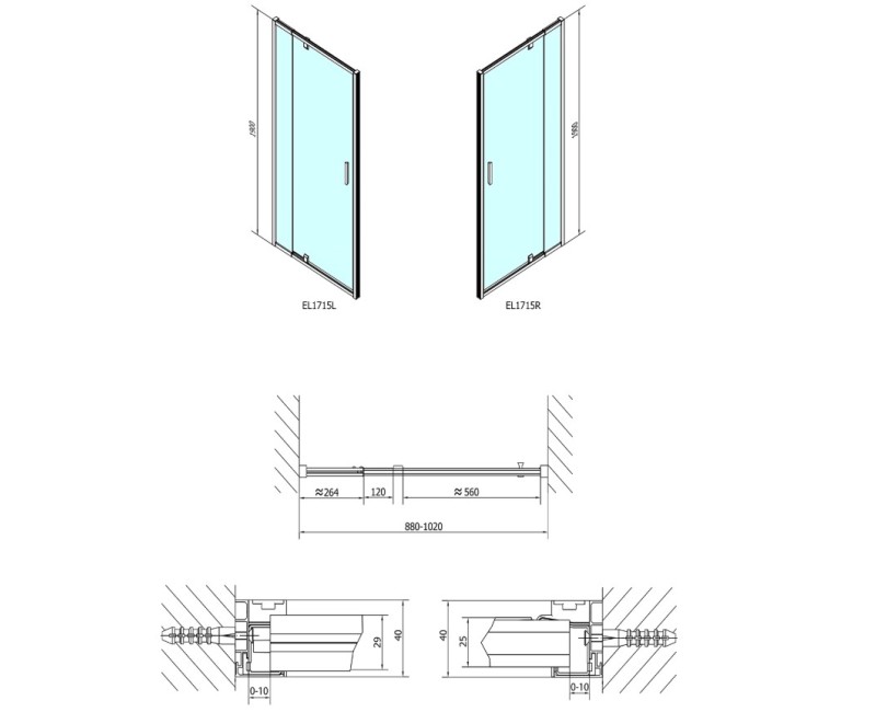 Polysan   Dušas durvis Easy Line 1000x1900