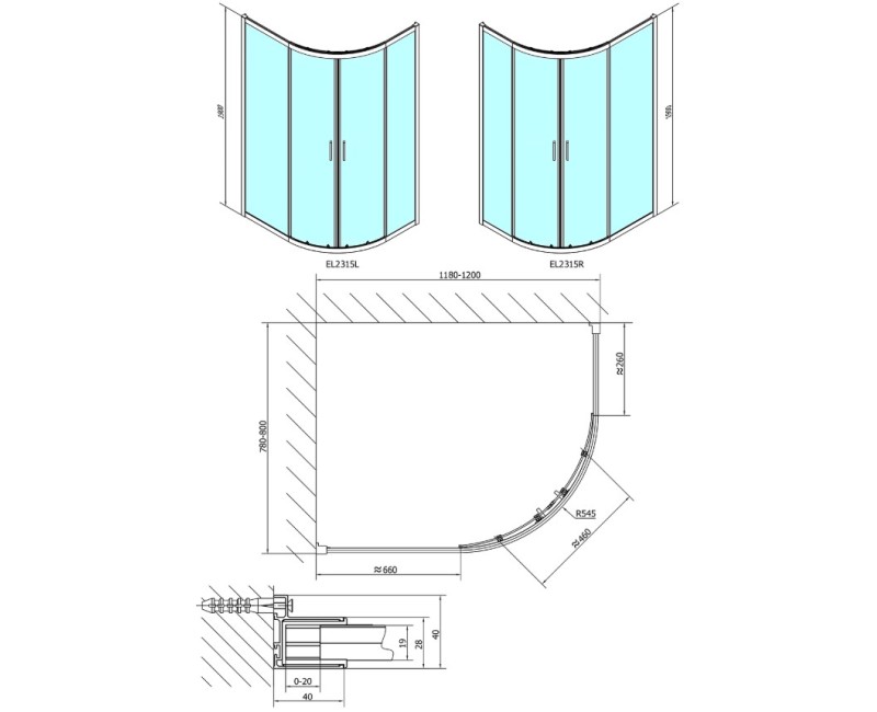 Polysan   Dušas kabīne Easy Line 1200x1900