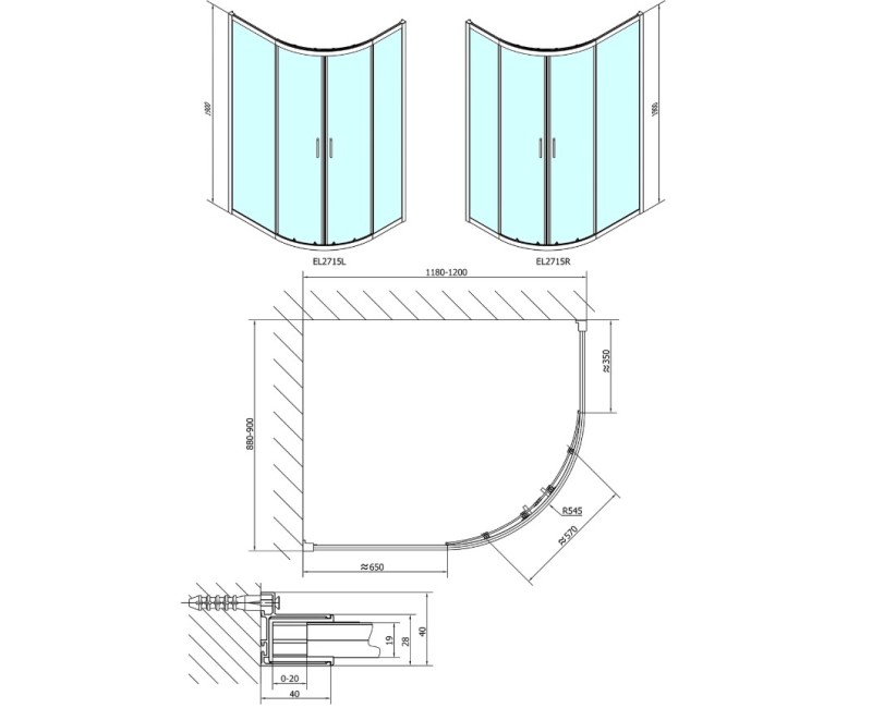 Polysan   Dušas kabīne Easy Line 1200x1900