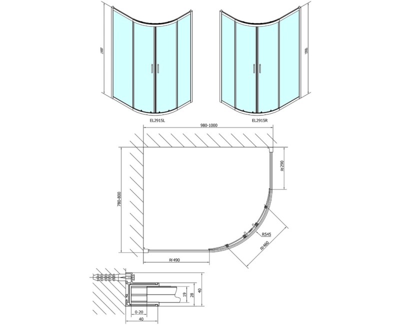 Polysan   Dušas kabīne Easy Line 1000x1900