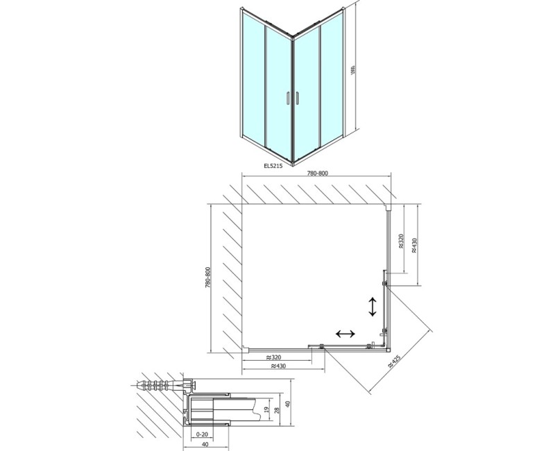 Polysan   Dušas kabīne Easy Line 800x800x1900