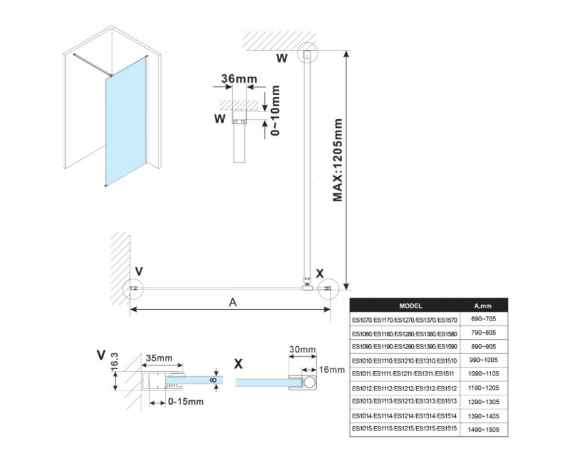 Polysan   Dušas siena Esca 900x2100
