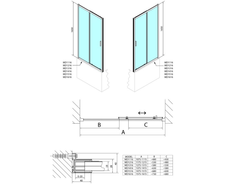Polysan   Dušas durvis Deep 1100x1650