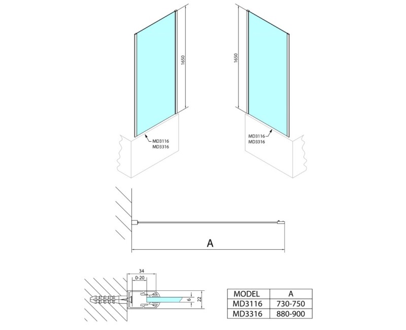 Polysan   Dušas siena Deep 900x1650