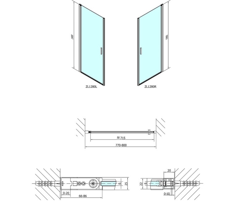 Душевая дверь Polysan 800x1900