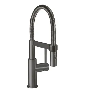 Virtuves maisītājs Villeroy & Boch Steel Expert Compact, ar elastīgu izteku un izvelkamu uzgali, augstums 400 mm, 360° rotācija, 2 režīmi, antracīts, 92730005