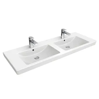 Izlietne skapītim Villeroy & Boch Subway 2.0, Dubultā, ar pārplūdi un atverēm diviem, Ceramicplus, 130x47 cm, balta, 7175D0R1