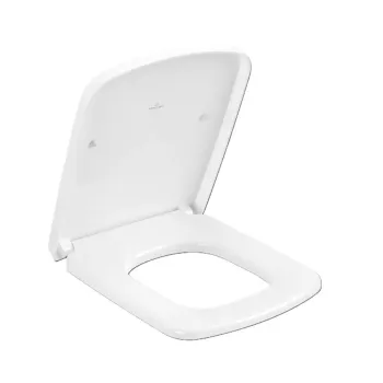Tualetes poda vāks Villeroy & Boch Subway 3.0, Duroplast, ar nerūsējošā tērauda eņģēm, ar SoftClose, ar QuickRelease, 373 x 453 x 51 mm, Balts, 8M85S101