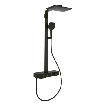 Dušas sistēma Villeroy & Boch Infinity Showers, ar termostatu, Cool Tap, Easy Switch, Easy Clean, ar rokas dušu, 36x24 cm, 3 režīmi, matēts melns, TVS110005000K5