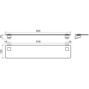 Ravak 10° Plaukts, stikla 60 cm, hroms TD 500.00