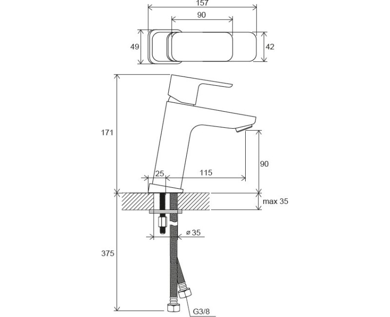 RAVAK 10° Free TD F 014.00 Смеситель для умывальника X070129