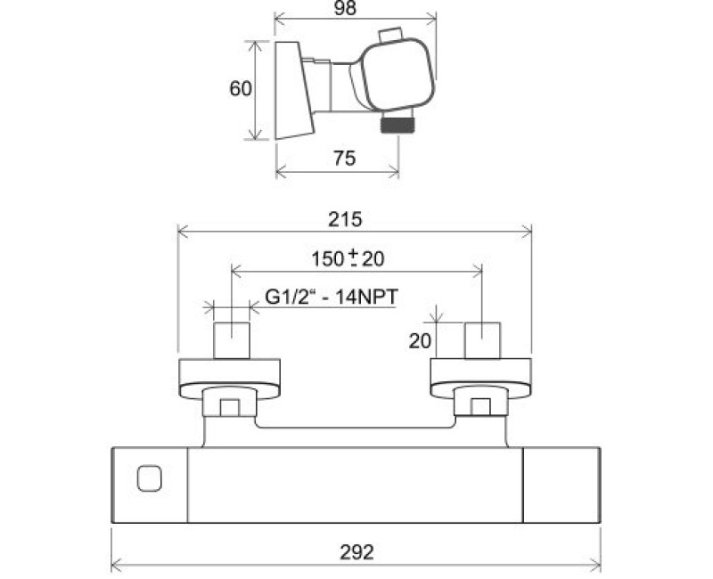 RAVAK 10° Free Black TD F 033.20/150 Cмеситель для душа, X070154