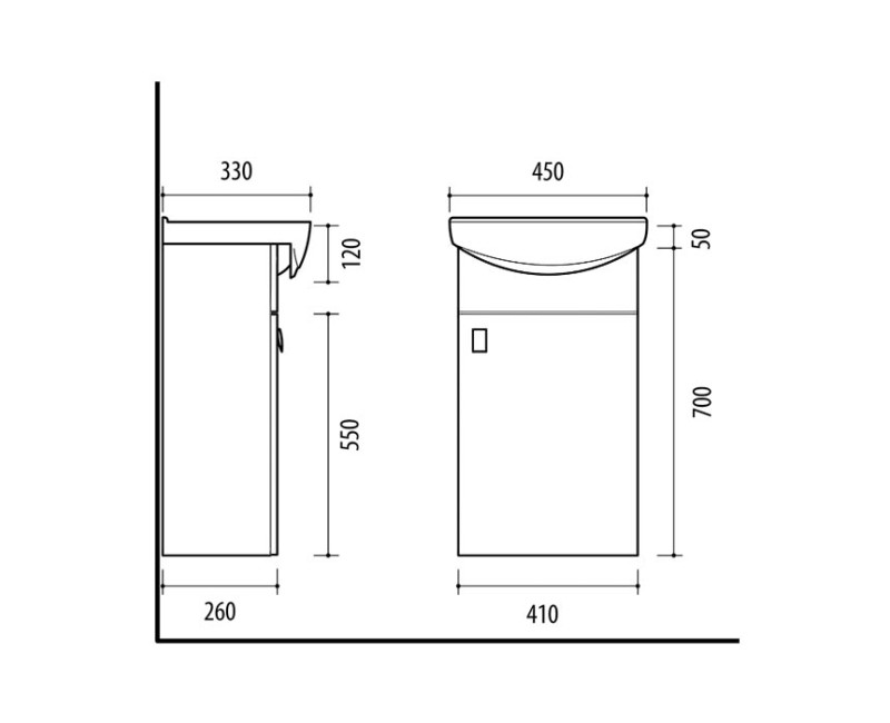 Izlietnes skapītis Riva SA 44-1 (Bez Izlietnes) Woodflow Ash