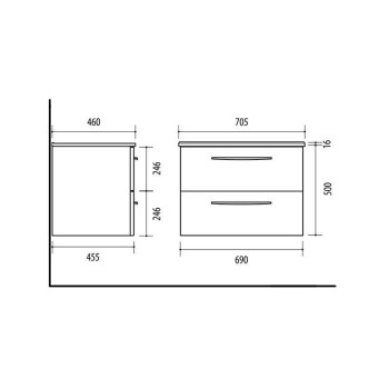 Izlietnes skapītis SA 700-3 (Bez Izlietnes) Balts