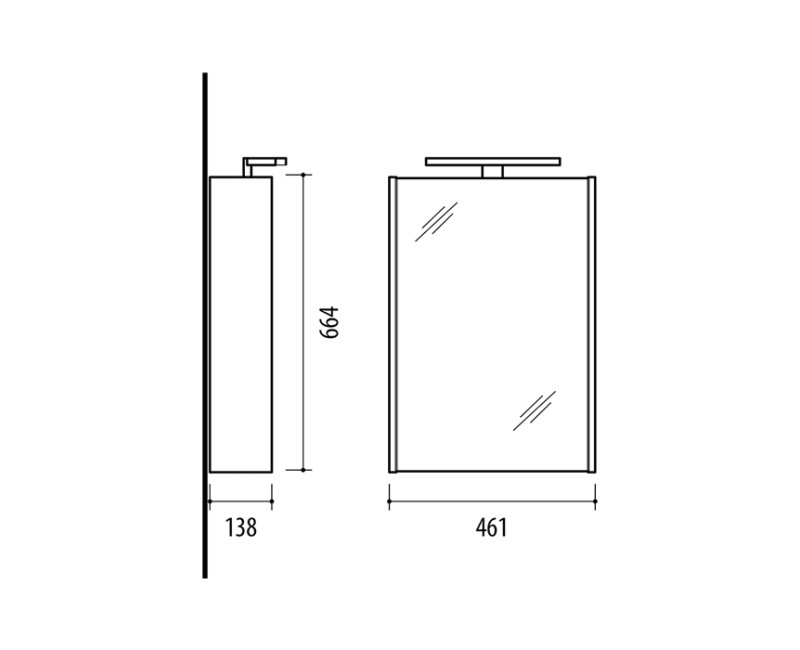 Spoguļskapītis Riva SV45DZ ar LED apgaismojumu, Balts
