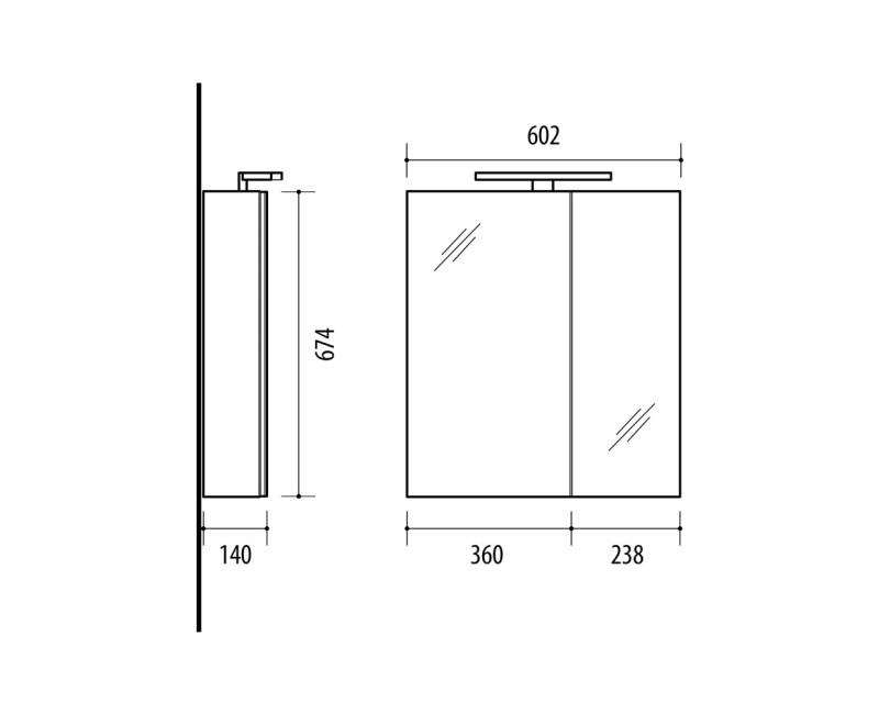 Зеркальный шкаф Riva SV 60C-2 Дуб Сонома