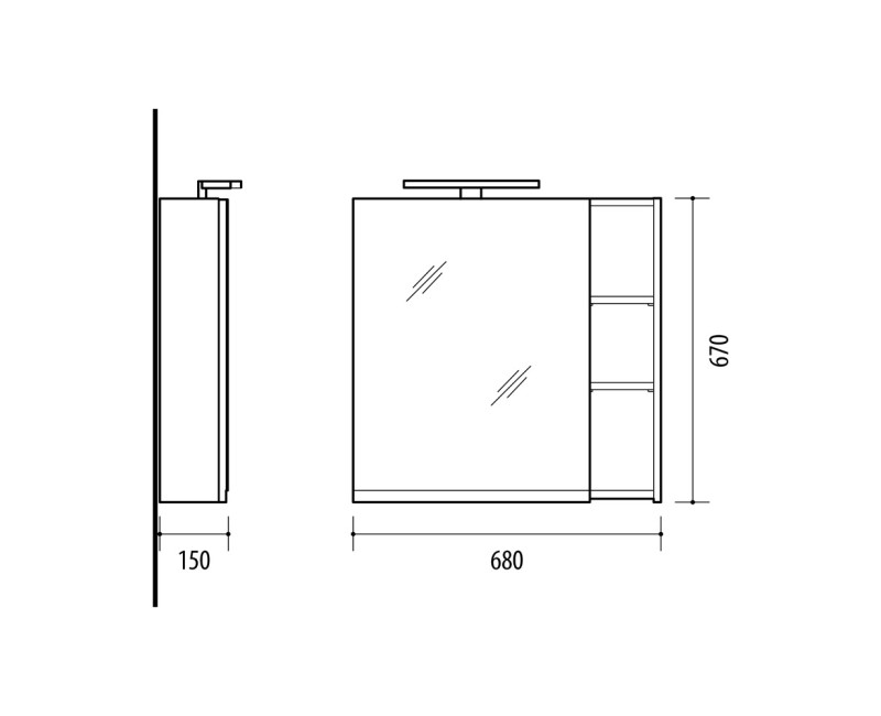 Зеркальный шкаф Riva SV 70-6 Woodflow Ясень