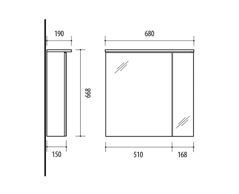Зеркальный шкаф Riva SV 70F Белый Матовый