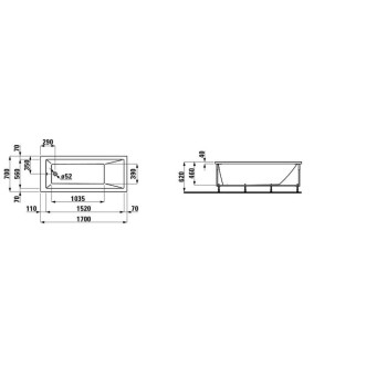 Vanna Pro Akrila 1700x700x620 Balta