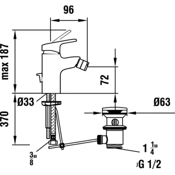 Bidē maisītājs Laufen Citypro, vienas sviras, ar vārstu, hroms, HF500910100000