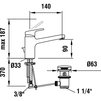 Vannas istabas izlietnes maisītājs Laufen Citypro, augstums 140 mm,  HF500903100000 Hromēts
