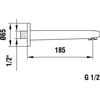 Vannas izteka Laufen Citypro, sienas montāžas, garums 185 mm, HF500971100000 Hromēta