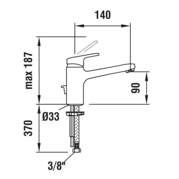 Vannas istabas izlietnes maisītājs Laufen CITYPRO, augstums 140 mm,  HF500904100000 Hromēts
